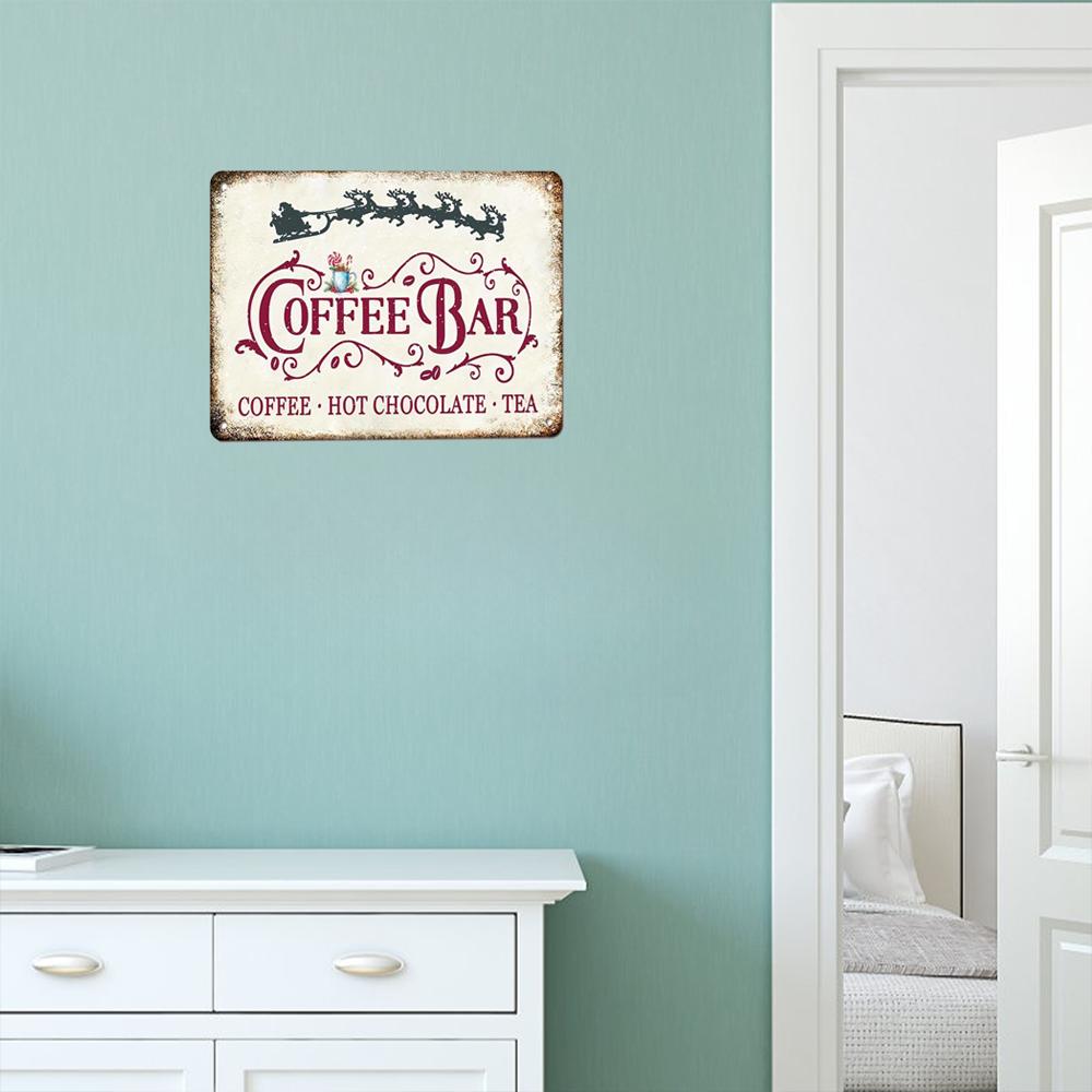 Vintage Christmas Coffee Bar Logo 8x12 Inch Aluminum Metal Decoration for Kitchen Cafe or Home Coffee Station the Perfect Choice