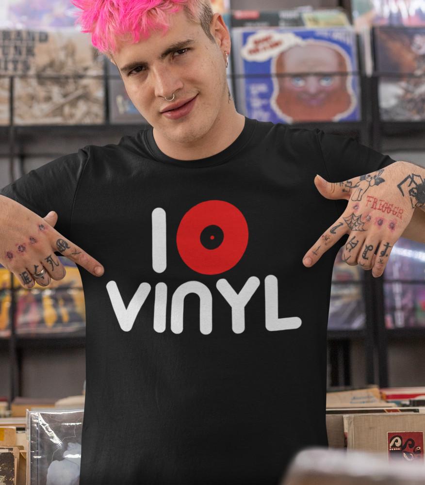 

I LOVE VINYL T-Shirt (Music LP Single Record 45 rpm Album collector collecting Unisex T-Shirt XXXXL