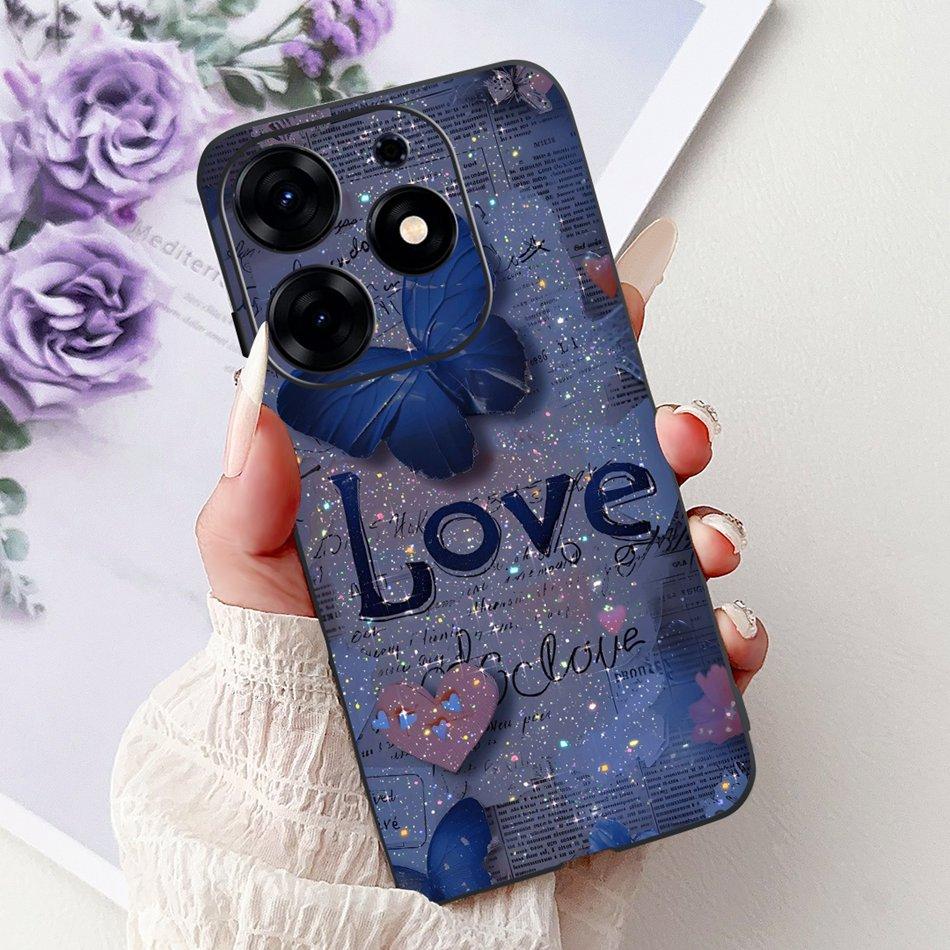 For Tecno Spark 10 Pro Phone Case Spark 10Pro 4G KI7 Elegant Floral Cat Printing Soft Silicone TPU Cases