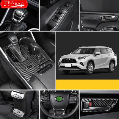 Do samochodu Toyota Highlander XU70 Refit 2022 Listwy wewnętrzne z włókna węglowego Osłona panelu biegów Akcesoria do ramy