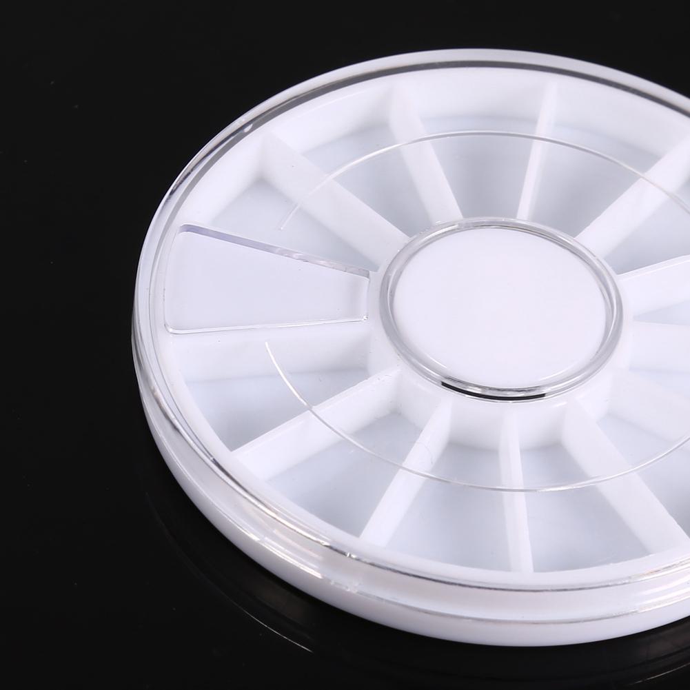 6Pcs/Set 12 Compartments Nail Art Decoration Gem Rhinestone Empty Wheel Box Storage Container