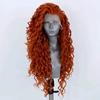 Orange Long Curly Lace Wig Cosplay Wig Halloween Synthetic Long Hair Role Play Wig for Women Girls Lace Front Wig
