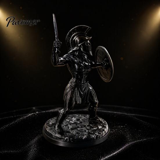 Desktop Decorative Ornaments 3D Printed Female Gladiator Statue, Spartan Woman Warrior Figurine with Cool Armor Shield, Historical Ornament
