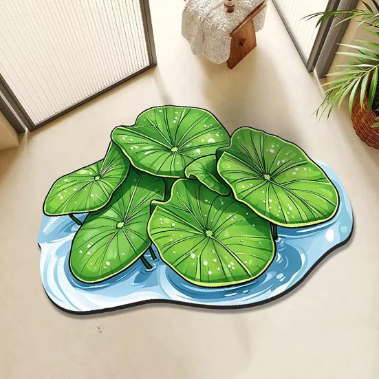 Realistic 3D Leaf Rug Irregular Leaf Shaped Floor Mat Anti Doormat for Bathroom Slip Green Leaf