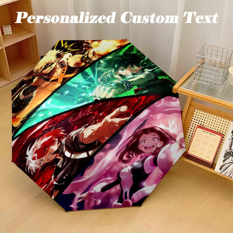 Portable Auto Folding Umbrella,My Hero Academia 8 Rib Waterproof Umbrella For Camping Commute