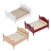 Miniature Birch Wood Upholstered Double Bed And Bedroom Accessories Furniture 1:12 Scale Doll House