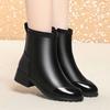 Winter new velvet thickened non-slip thick heel middle heel Martin boots side zipper warm cotton boots