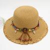 2020 Summer Parent-Child Hat, Ethnic Style Straw Hat Fringed Shell Pendant Bucket Hat Beach Outing Sun Protection Basin Hat