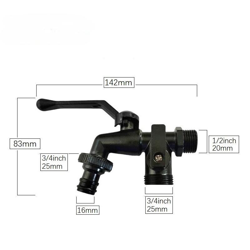 1PCS Outdoor Garden Brass Water Faucet Tap Anti-Freeze Bibcocks with Hose Connector Dual Outlet for Washing Machine