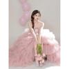New French Photo Title Light Wedding Dress Color Tube Top Light Wedding Dress Travel Trailing Pink