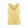 American Style Women's Camisole Top with Wide Straps and Built-in Bra Pads, Ribbed Design, Side Coverage, Versatile Wear.
