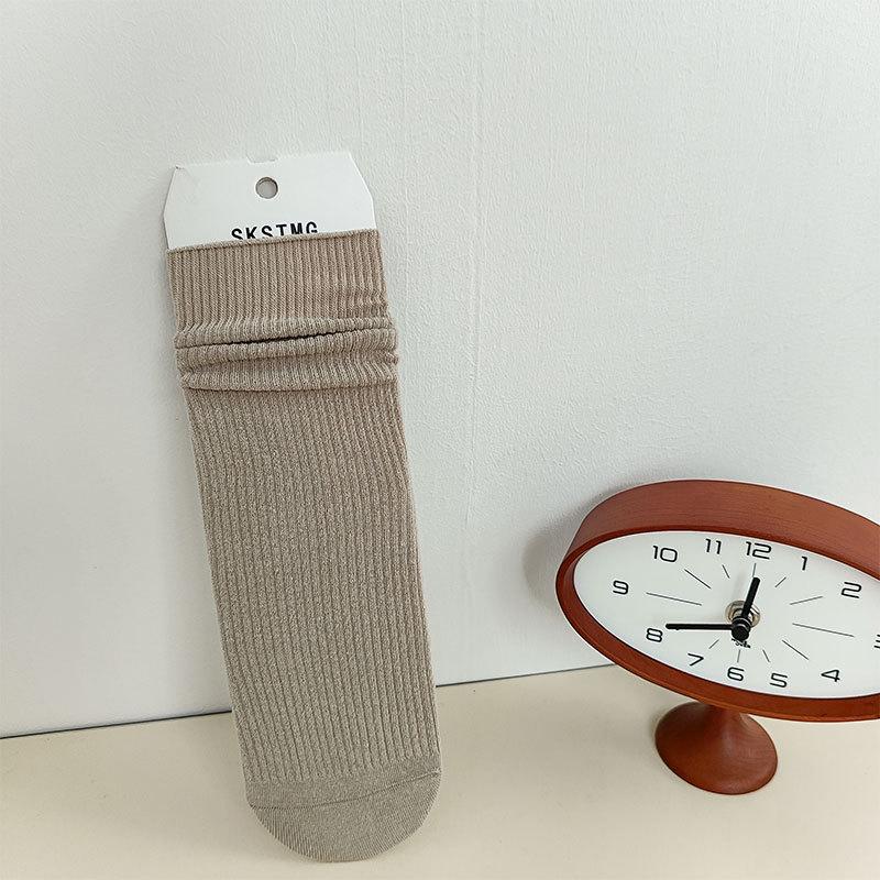Dui Dui Socks, Women's Mid-calf Socks for Autumn and Winter, Solid-colored Cotton Socks, Trendy Stretch Women's Socks, Long Socks