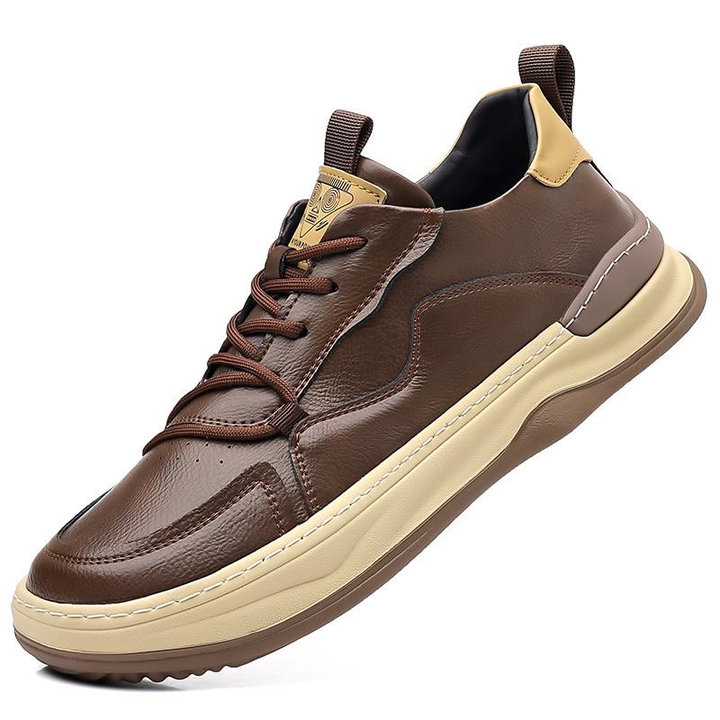 Men's shoes autumn new soft-soled trendy shoes breathable European station fashion versatile brown retro soft leather casual board shoes