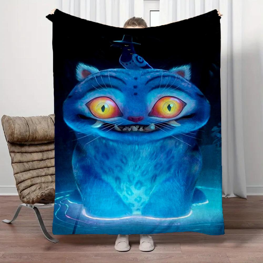 1Pc HUNTR/X Derpy Cats Print Flannel Blanket, High quality Digital Printing, Comfortable for All Seasons, Home DecorGifts821056