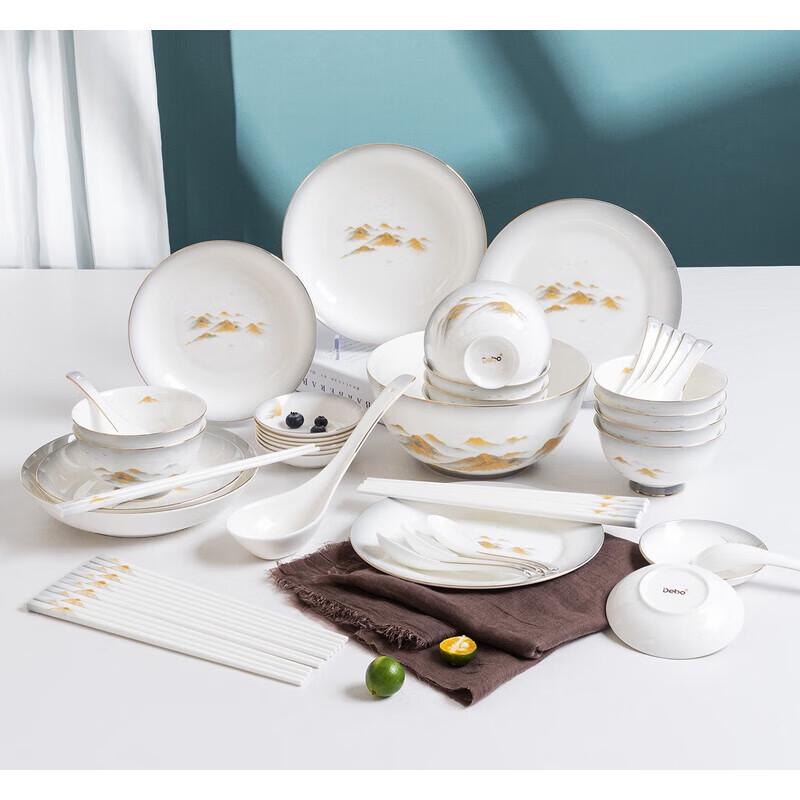 Обеденный сервиз Debo из костяного фарфора, золотой и серебряный