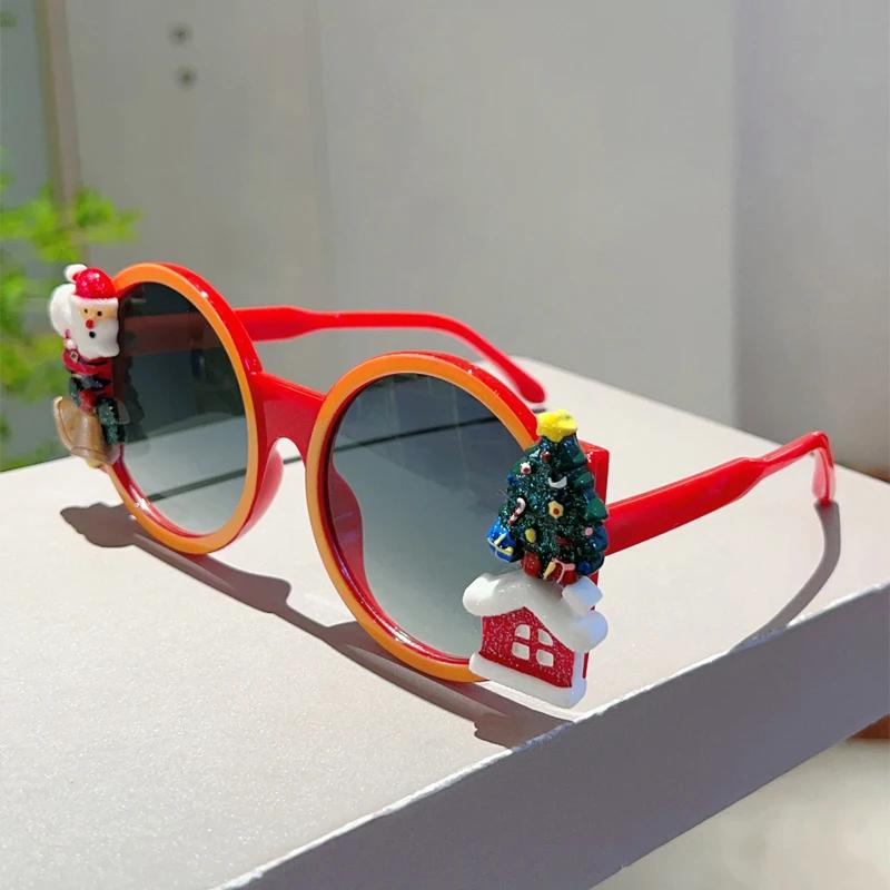 KAMMPT Large Round Sunglasses Stylish Cute Christmas Decorative Shades Trendy Gradient Original Festival Party Sun Eyeglasses