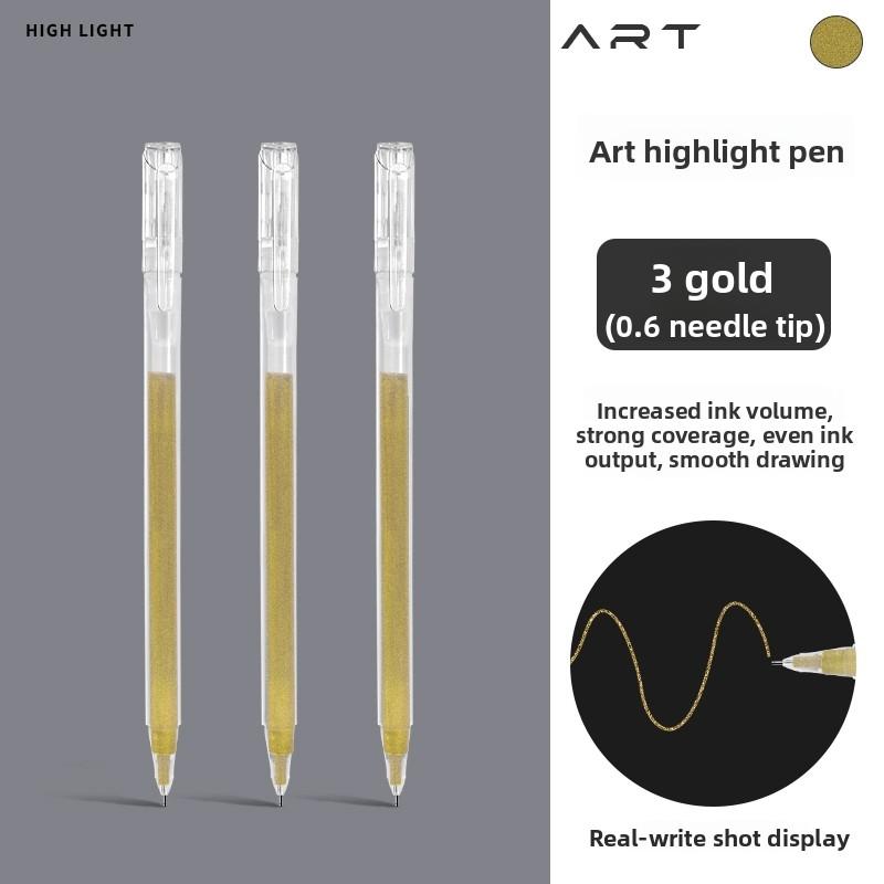 LANGUO Overlayable High-Capacity Replacement Gold/Silver/White/Black Drawing Gel Pens for Art Marker Stationery School Supplies