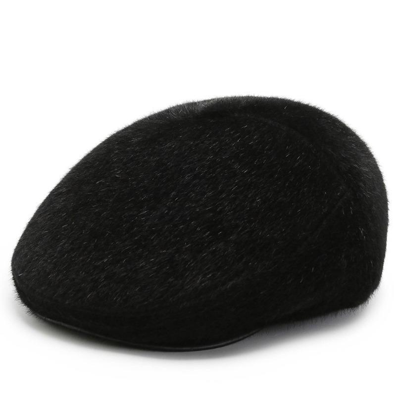 Hat Men's Beret Autumn and Winter New Woolen Ear Protector Peaked Cap Fleece Warm Cotton Hat Forward Hat