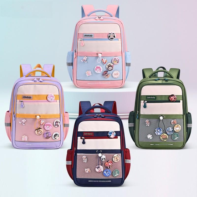 Sesame Baby Diy Badge School Backpack With Oxford Fabric For Kids Daily Use