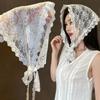Sieviešu Eleganta Mežģīņu Trīsstūra Lakats Ar Sasienamām Lencītēm Matu Aksesuārs Vasaras Ziedu Tīkliņa Šalle Apmetnis Boho Stila Matu Lente Mīksta Galvas Saite