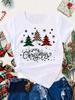 Damen Bequemes T-Shirt mit Weihnachtbaum-Print, Kurzarm, Rundhalsausschnitt, Street Harajuku Stil, Lässiges Shirt Top