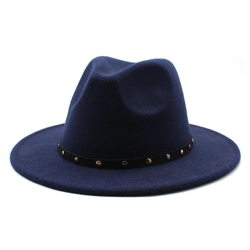 2021 Season Big Eaves Hat Flat Edge Top Hat Men And Women White Woolen Jazz Hat