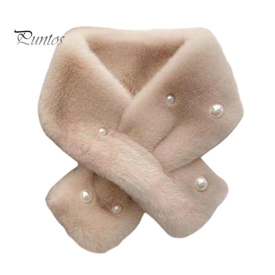 

Женский плюшевый шарф, однотонный, с искусственным жемчугом, украшенный шарф, утолщенный, теплый, перекрестный шарф, зимний шейный платок абрикосовый