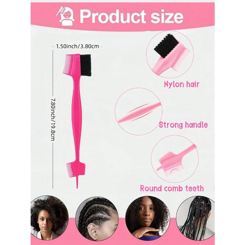 1PC Double Sided Edge Control Brush, 3-In-1 Styling Tool With Boar Bristles For Smooth Baby Hair And Eyebrows, Professional Hair Edge Brush