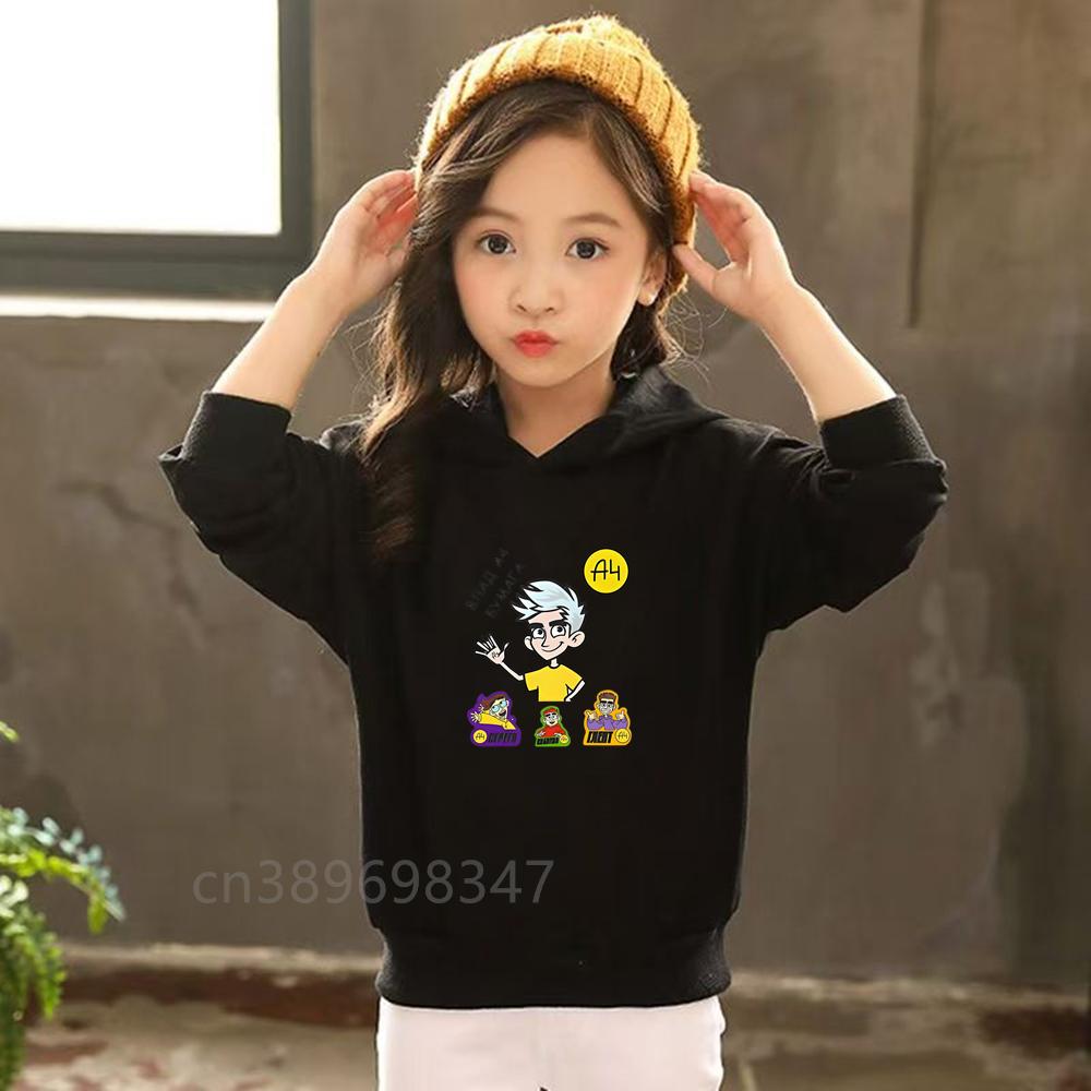 TZWYMerch A4 Gelik Lamba Kinder Oberteil+Hosen Anzug Hoodies Mädchen Junge Alter 3-12 Jacke Freizeit Kleinkind Sweatshirt Kapuze schwarz Kleidung