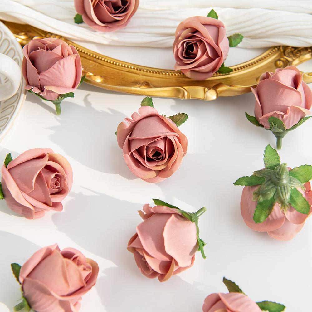 Artificial Flowers Silk Roses Head Home Wedding Dress Decor Festival Party DIY Display Boxes Craft Headdress Hotsale Accessories