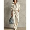 Womens 2026 Fall Winter Solid Color Loose Hoodie Pants Set Casual Sporty Outfit
