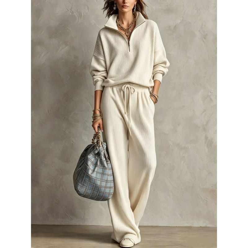 Womens 2026 Fall Winter Solid Color Loose Hoodie Pants Set Casual Sporty Outfit