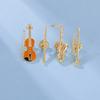 Funny Musical Instruments Enamel Brooches Trumpet Clarinet Saxophone Violin Shaped Golden Pins Symphony Orchestra Badge
