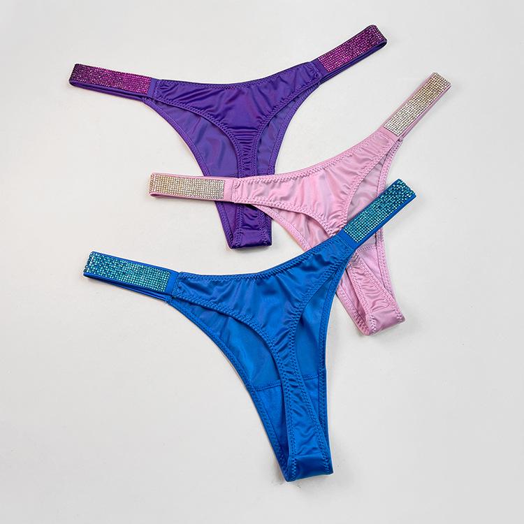 European & American Sexy Rhinestone Thong: Women's Fitness Sports High-Cut T-Pants