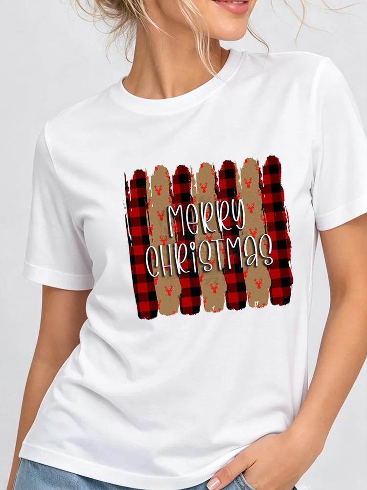 (Asian Size) style trend Print Woman Clothing New Year T Shirt Christmas Festival Tee Women Fashion Top Short Sleeve Graphic T-shirts