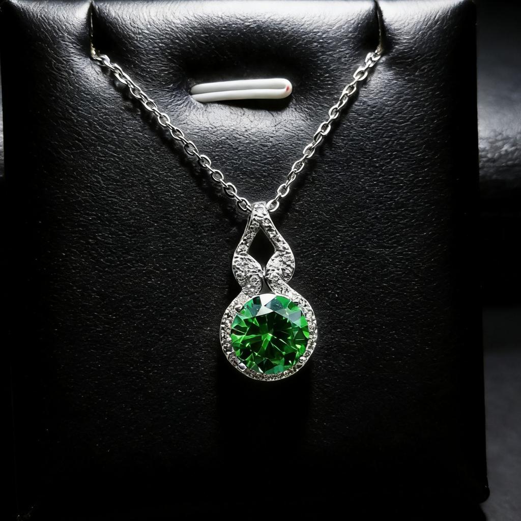 4 Carat Cultivated Ruby Sapphire Gourd Necklace Women's Classic Four-claw Big Diamond Emerald Pendant Collarbone Chain