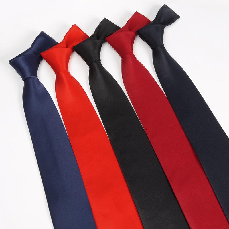 Men's Business Formal Handmade Solid Black 8cm Tie, Professional Attire, Red Wedding Tie