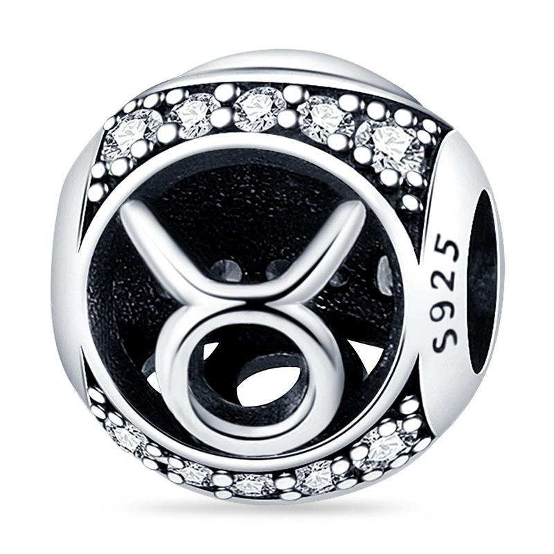 925 Silver Twelve Constellations Leo Aries Virgo Round Charms Beads Fit Qikaola Bracelets DIY Birthday Jewelry Gifts