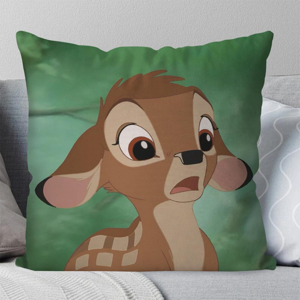 Animated B-Bambi Fairy Tale Pillow Case Square Pillow Bedroom Sofa Leisure Comfort Cushion Car Living Room Home Decoration 40X40