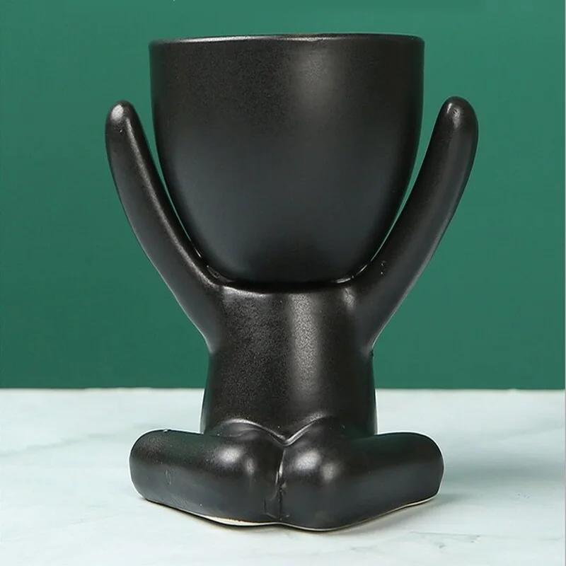 

Керамические суккулентные кашпо Мини декоративные горшки для растений Милые цветочные горшки в форме человека для кактусов с дренажем для настольного компьютера дома as shows