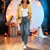 Women's Lightweight Loose Fit Vintage Floral Print Three-Quarter Sleeve Cardigan for Casual Daily Wear