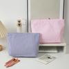 Compact Travel Makeup Bags for Women Vertical Striped Portable Cosmetic Storage