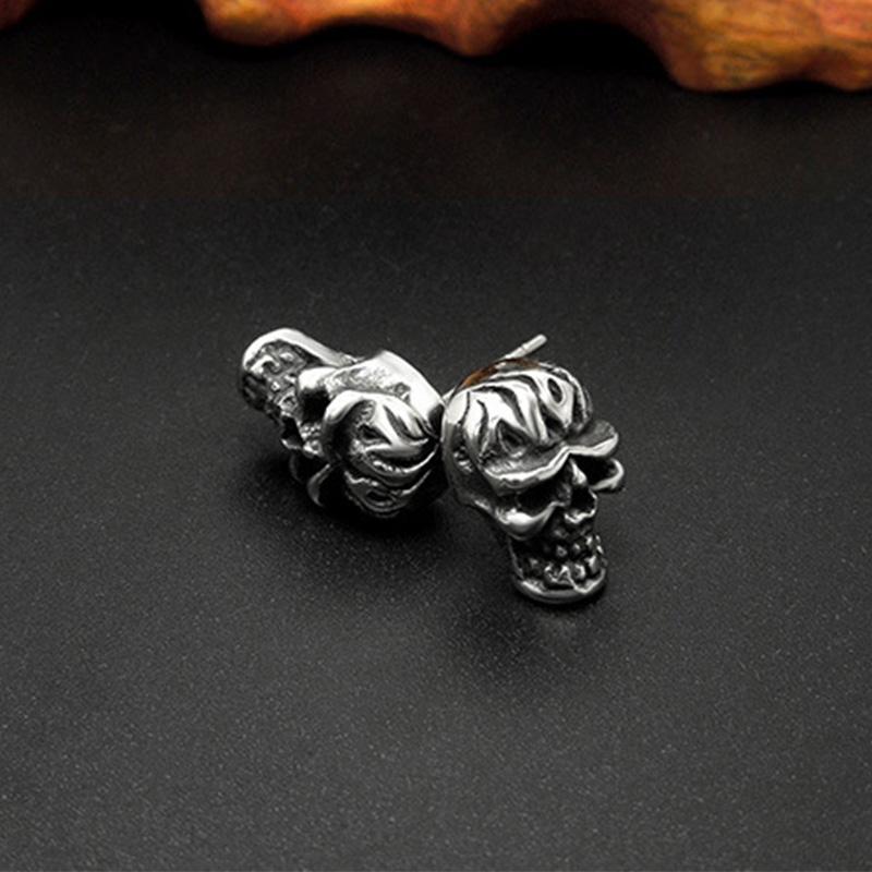 Retro Evil Skull Mask Earings for Men Women Punk Gothic Rock Hiphop Silver Color Zinc Alloy Earings Designer  Unisex Gift