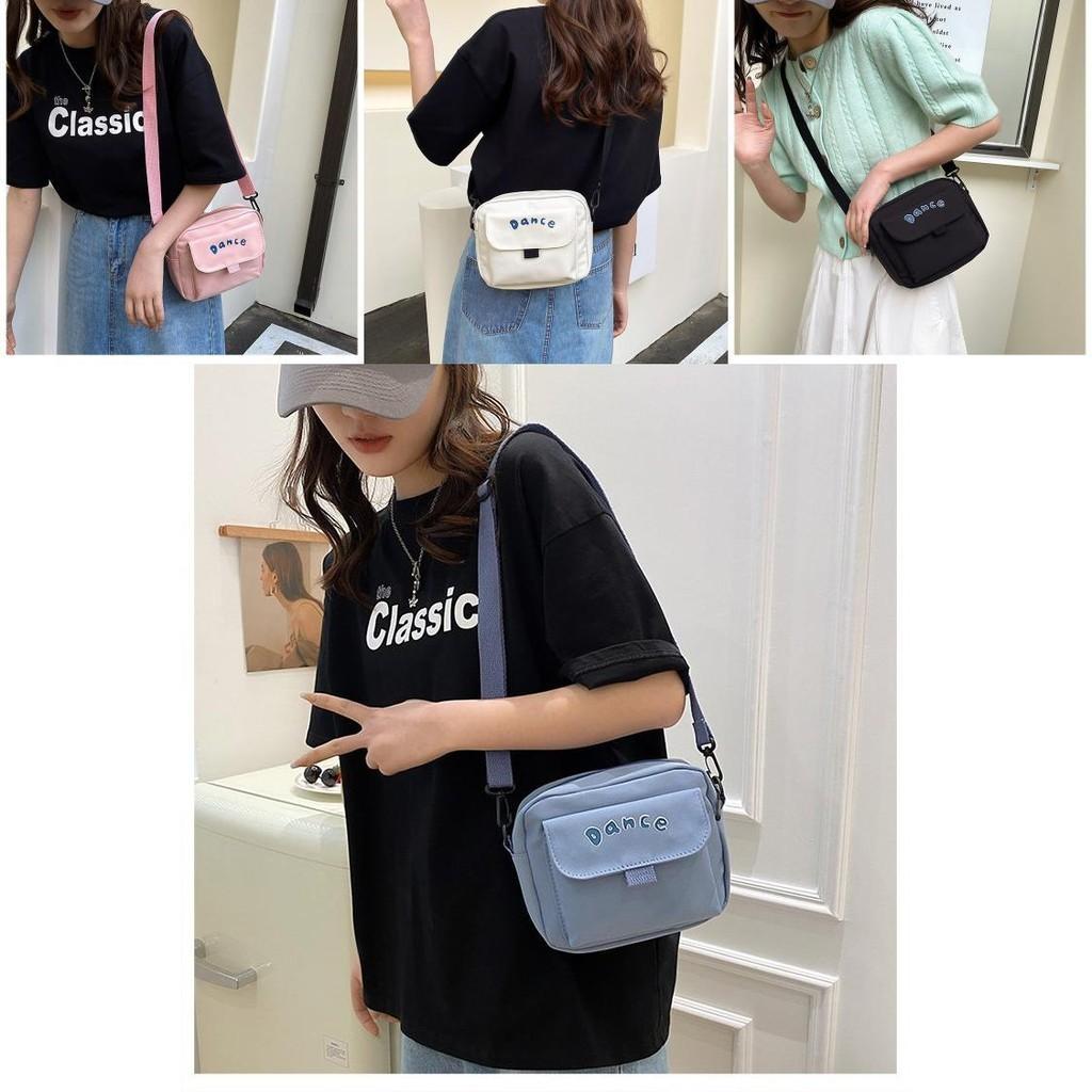 Adorable Simple Nylon Crossbody Bag For Girls In Black Pink Cream Blue Green