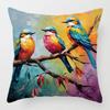Colorful Bird and Flower Pattern Series Throw Pillow Cover with Short Plush Print for Living Room Sofa Decoration Cushion Cover