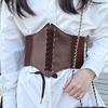 Solid Color Elastic Women Corset Exquisite Shaping Craftsmanship Faux Leather Lace-up Wide Belt Clothes Accessories