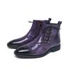 Men’s High Top Black Leather Boots Dress Formal Business Retro Brown Ankle Boots Tuxedo Purple Wedding Shoes Plus Size