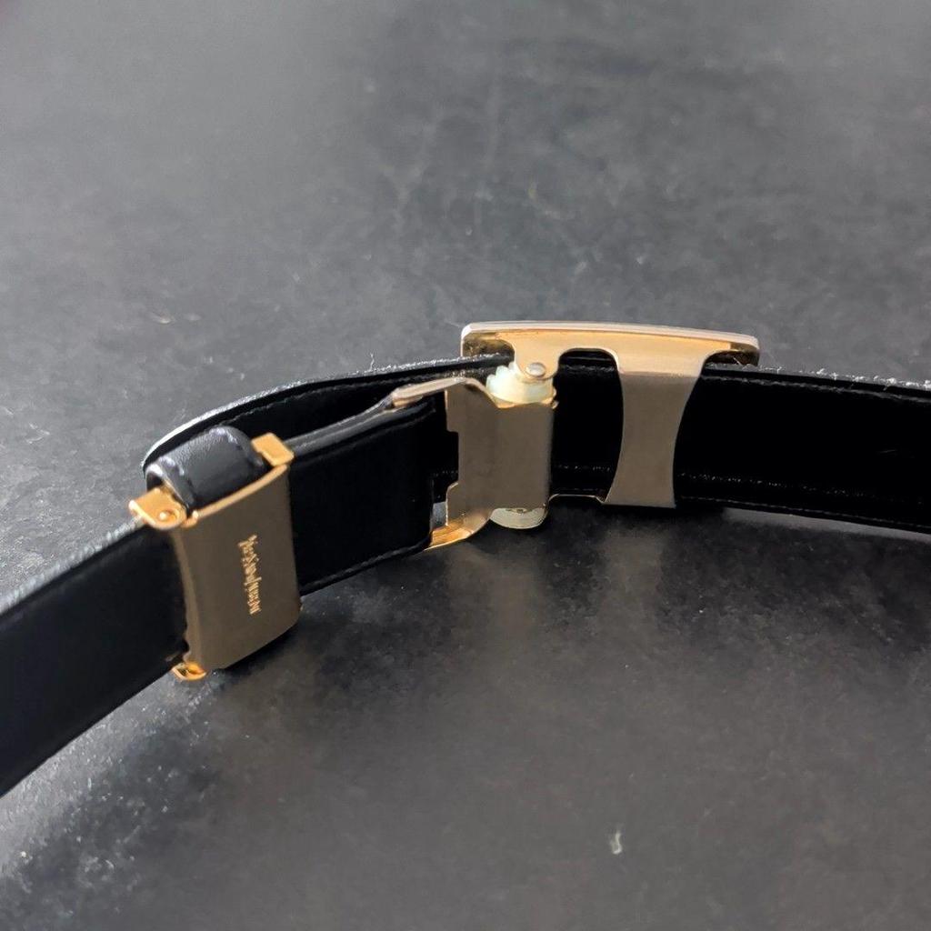 Used Yves Saint Laurent Belt Black Gold Buckle