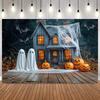 Halloween Day Theme Backdrop Pumpkin Bat Ghost Castle Balloon Kid Portrait Party Decor Photography Background Banner Supplies