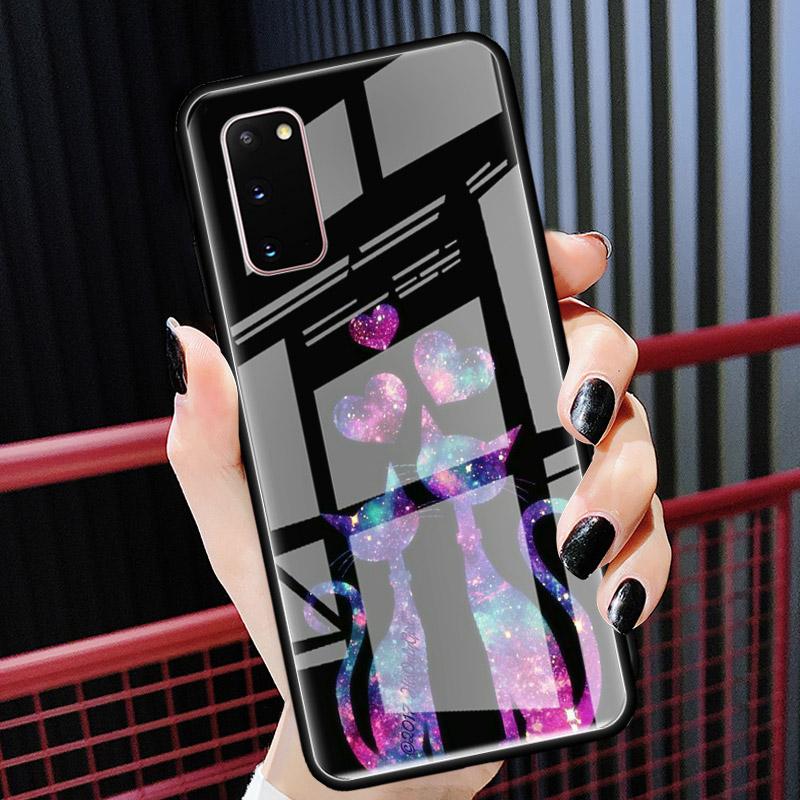 Glitter Quicksand Glass Case For Samsung Galaxy S10 S20 Ultra 5G S10e S9 S8 Plus Note 9 10 Lite Tempered Phone Coque